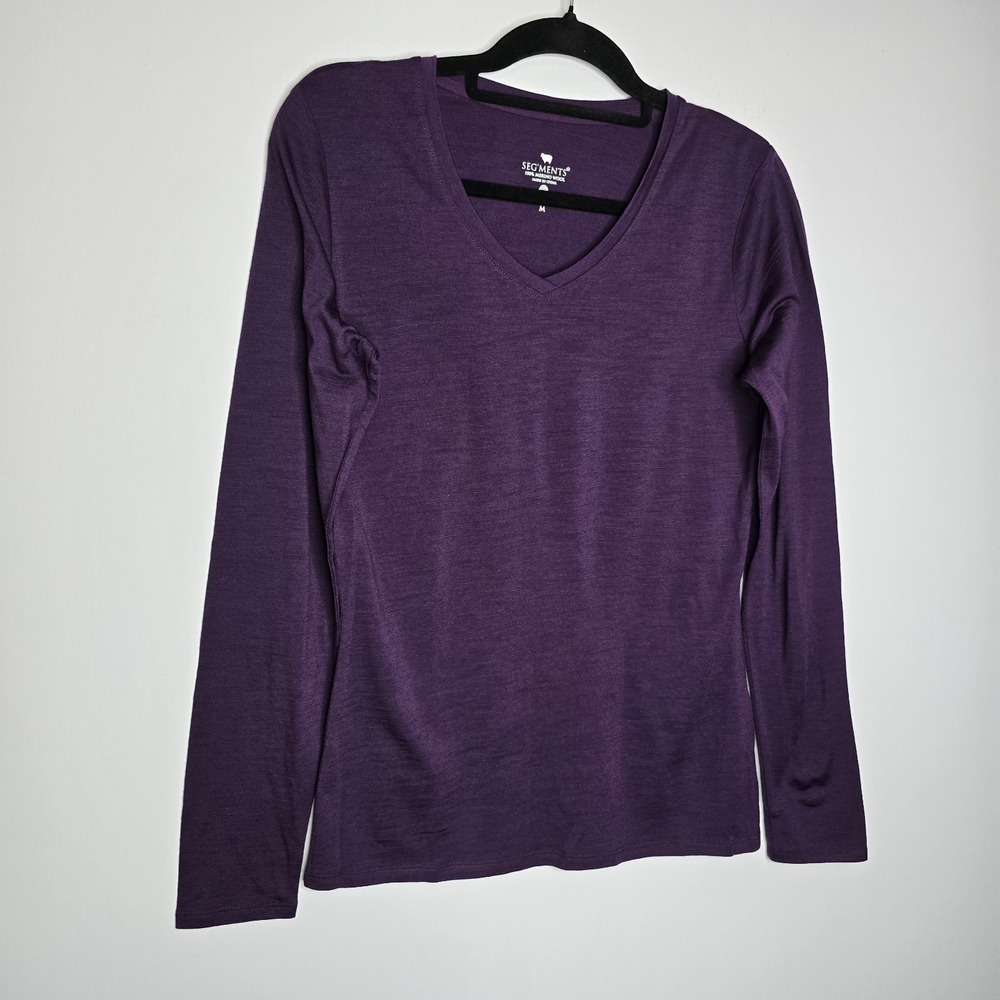 Segments Woolmark Top Size M Womens 100% Merino Wool Long Sleeve Base Layer - Picture 3 of 6